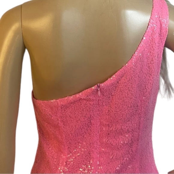 Molicuty Pink Sequin/Shiimmery One Shoulder Body Con Dress - Picture 7 of 11